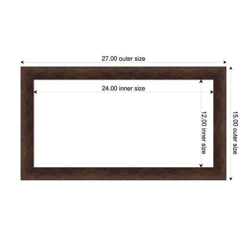 Amanti Art Warm Walnut Narrow Framed Dry Erase Magnetic Board - 27 x 15 in