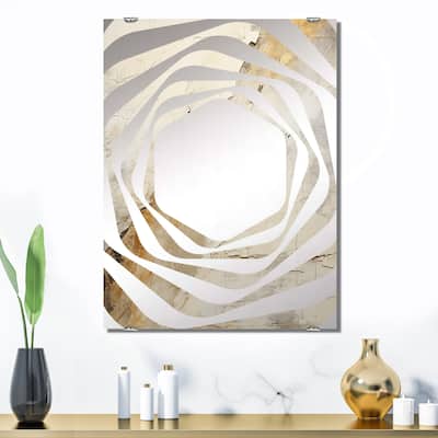 Designart "Earth Minimalist Fossils II" Abstract Collages Mirror White - Modern Wall Mirror Decor For Hallway