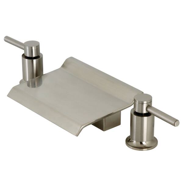 slide 1 of 1, Kingston Brass 3-Hole Deck Mount Roman Tub Faucet Brushed Nickel
