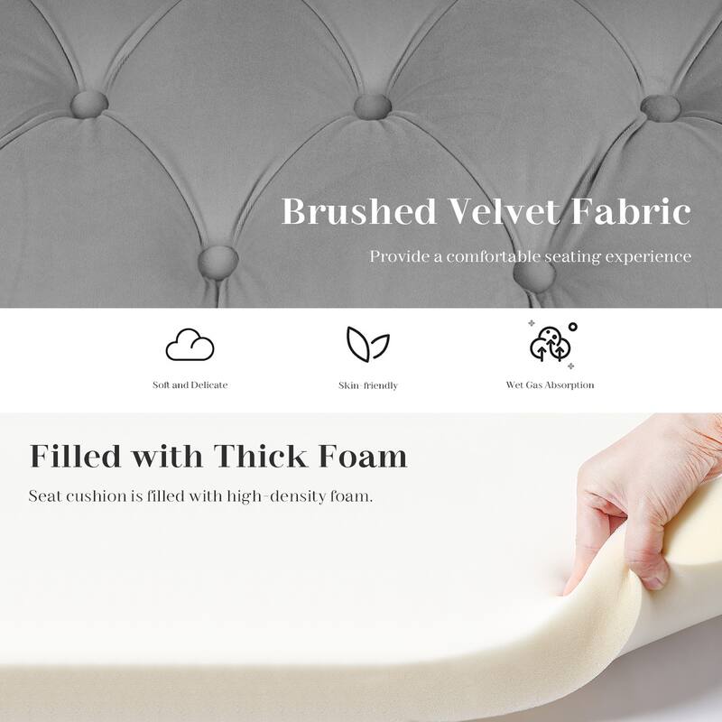 Velvet Storage Bench With Rubber Wood Legs for Bedroom