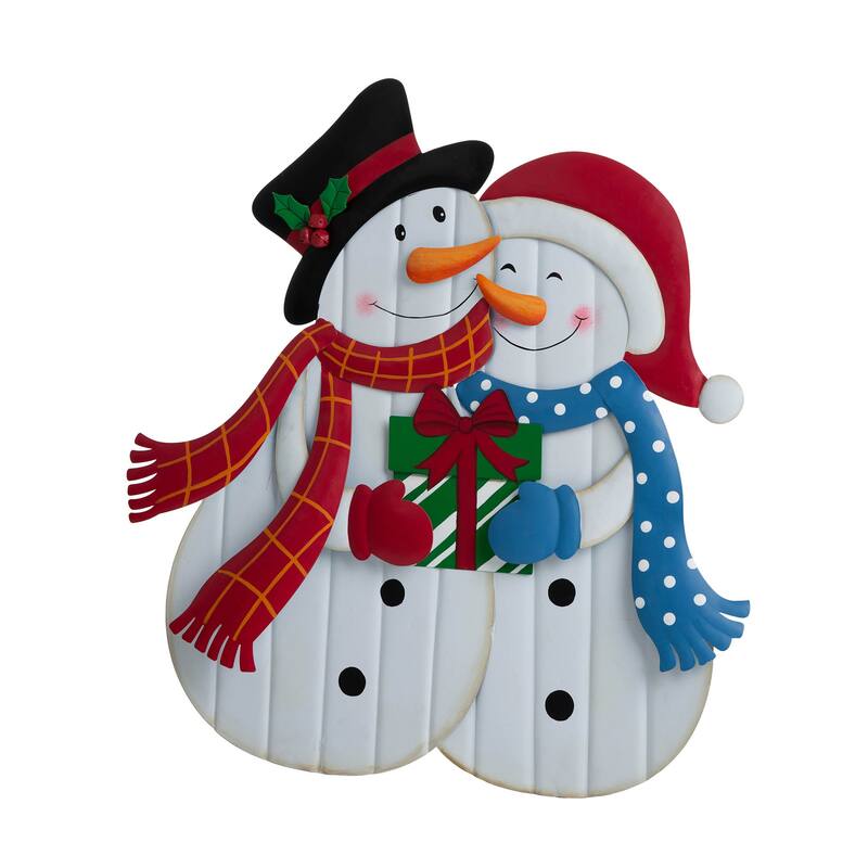 Glitzhome Metal Christmas Snowman Nutcracker Gnome Family Yard Stakes Wall Decor