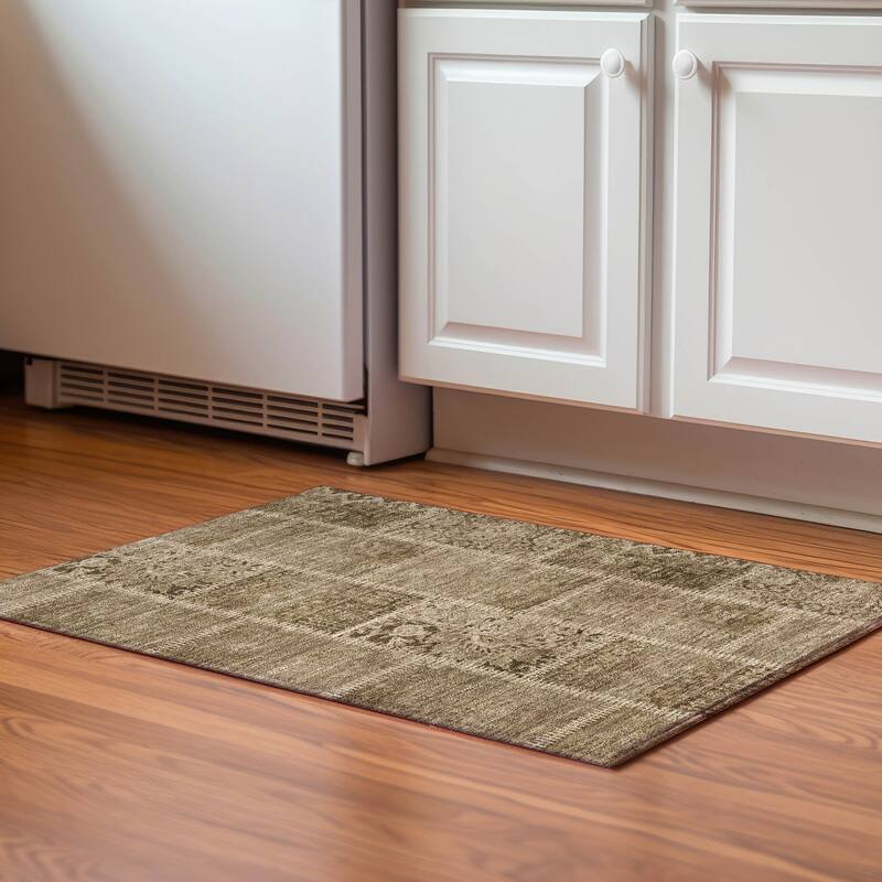 Premium Washable Super Soft Vintage Patchwork Mayfield Rug - Brown - 1' 8" x 2' 6" - Rectangle
