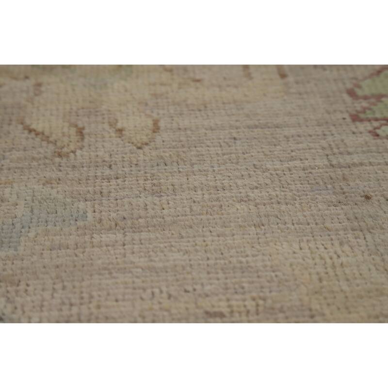 Hand Knotted Oriental 100% Wool Carpet Transitional All-Over Beige & Ivories Oushak Area Rug - 9' 10'' X 8' 2''