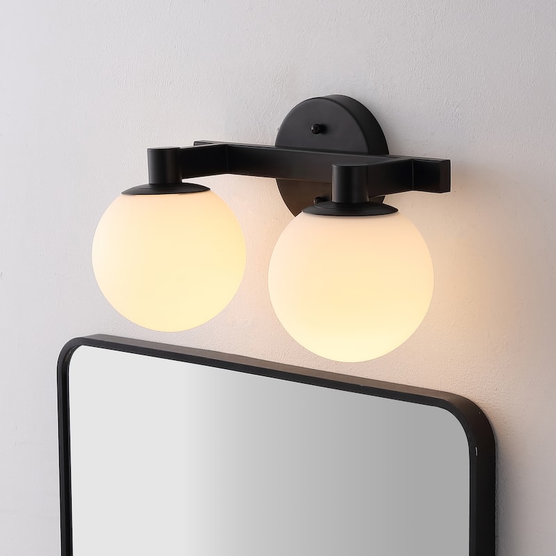 Cecil Globe Metal/Frosted Glass LED Vanity, by JONATHAN Y