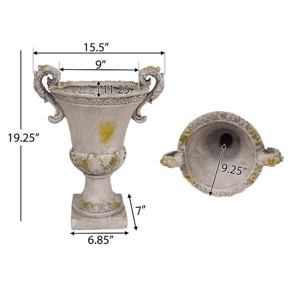 dimension image slide 0 of 3, Delphine Roman Chalice Lightweight Concrete Planter by Christopher Knight Home