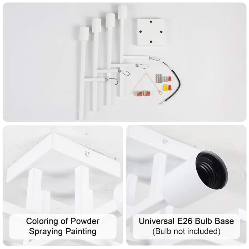 4-Light Modern Semi-Flush Mount Light for Kitchen Bedroom Living Room