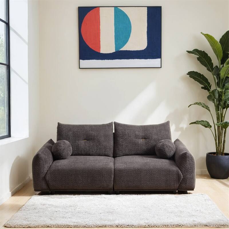 Lamb's Wool 2-Seater Cushion Sofa 90'' Comfortable Sofa,w/2 Cushions