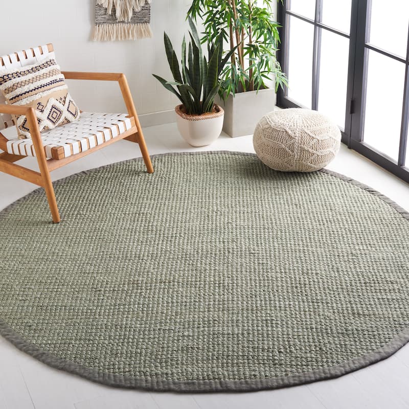 SAFAVIEH Handmade Natural Fiber Leyla Jute Rug - 5' Round - Green/Grey