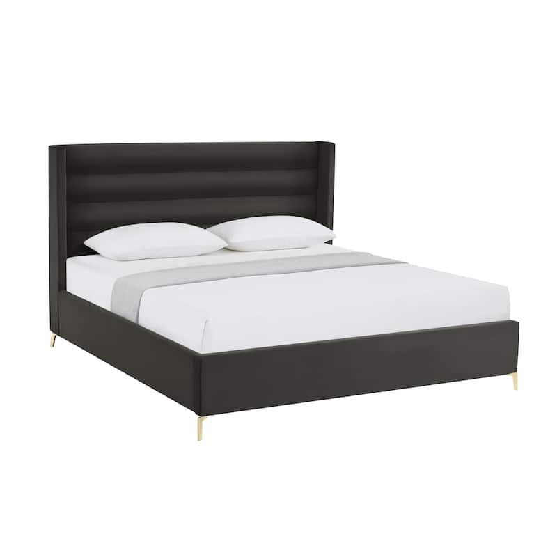 HomeRoots Green Velvet Upholstered Full Bed Frame