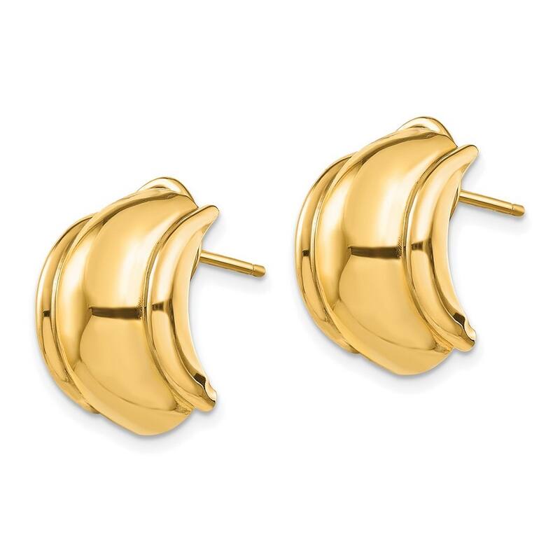 Curata 14k Yellow Gold Polished Domed Omega Back Post Earrings 17x12mm