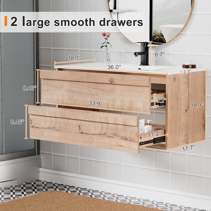 Wall Mounted Bathroom Vanity Sink Combo Cabinet Vanity Set