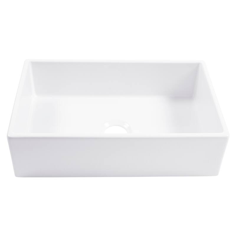 Turner Crisp White Fireclay 30" Single Bowl Farmhouse Apron Front Undermount Kitchen Sink with Pfirst Faucet Kit