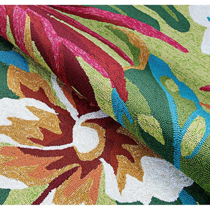 Dream Decor Rugs Miami Fern Green Red Handmade Indoor Outdoor Area Rug