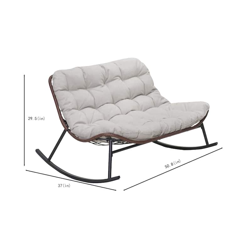 Patio Loveseat Sofa, Outdoor Wicker Loveseat with Luxury Thick Cushion, All-Weather Patio Furniture Set, Outdoor Glider Bench