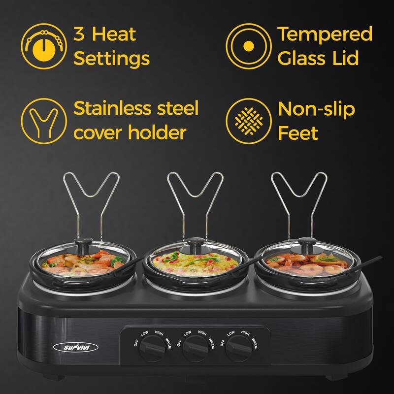 Royalcraft Triple Slow Cooker Stainless Steel