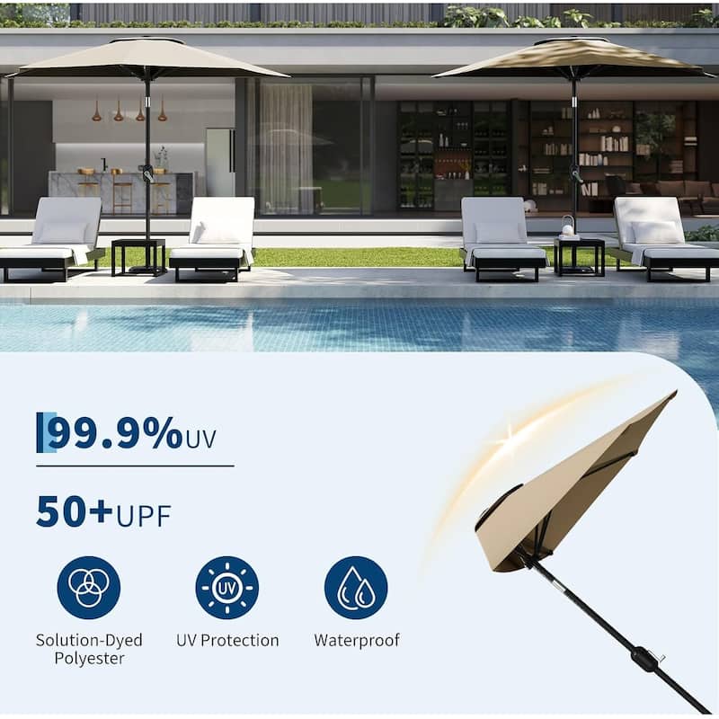 9FT Half Patio Umbrella with Smooth Crank Lift, Shade Canopy for Patio, Backyard, Garden (No Base)