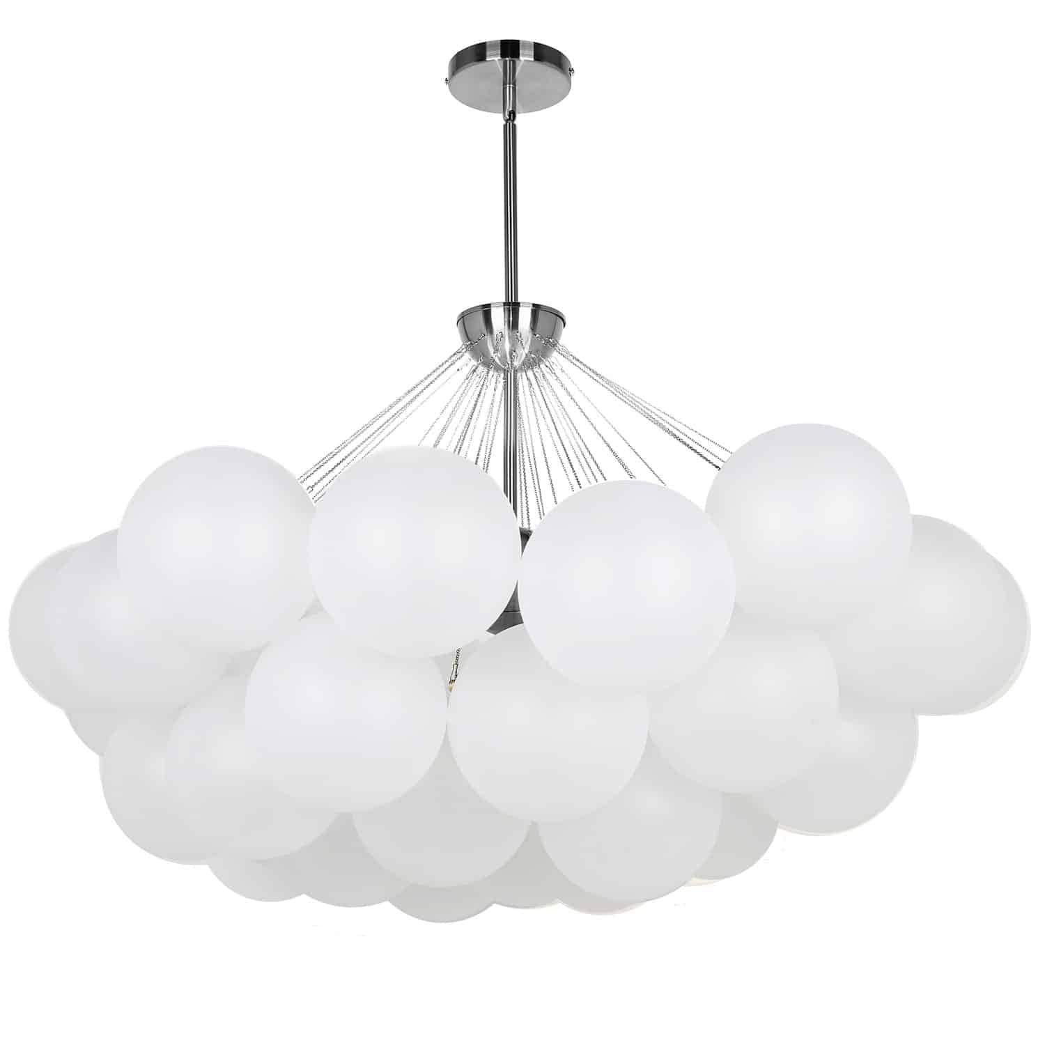 White globe outlet chandelier