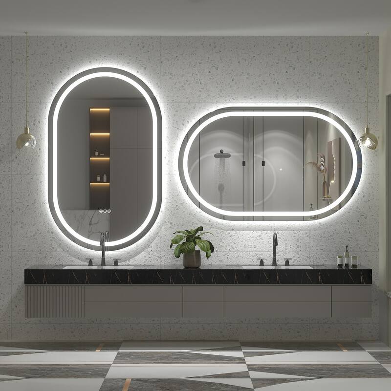UL Certified Oval LED Lighted Anti-fog Wall Bathroom Vanity Mirror