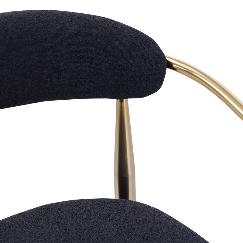 Modern Set of 2 Bar Stools with Armrests Cushioned Seat and Metal Frame for Dining Room Living Room and Bedroom