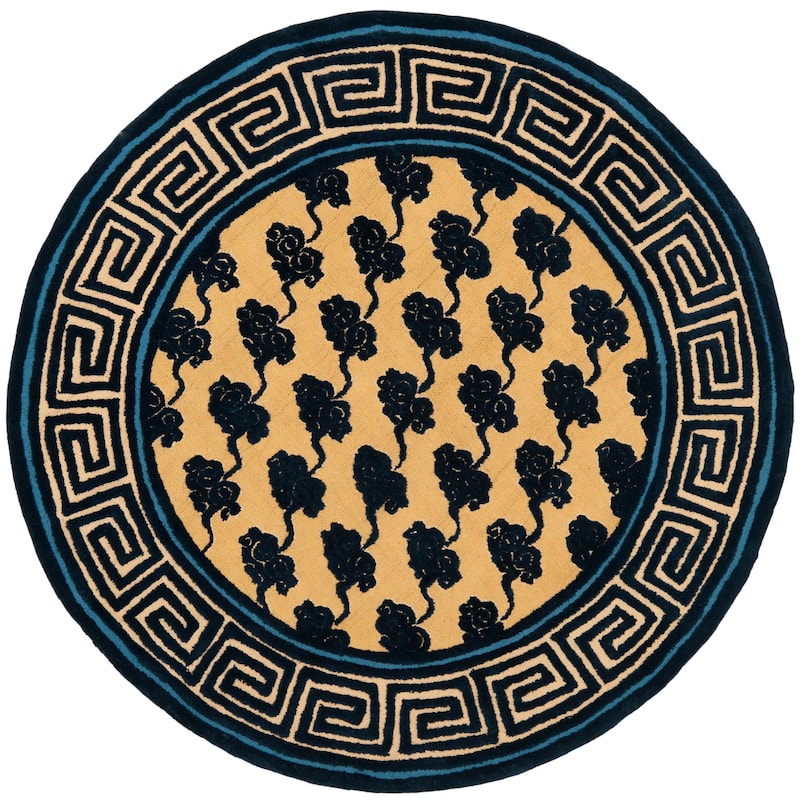 SAFAVIEH Handmade Newport Mikaila Modern Cotton Rug - 6' Round - Beige/Blue