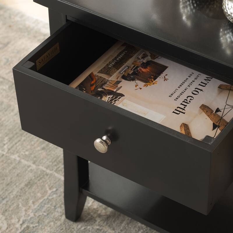 SAFAVIEH Martina Nightstand with Storage Drawer (Fully Assembled) - 18.1" x 15" x 22.2" - 18Wx15Dx22H