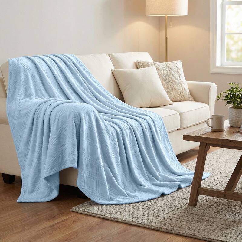 Superior Alaska Quilted Diamond Plush Fleece Blanket For Couch or Bed - Throw XL - Light Blue