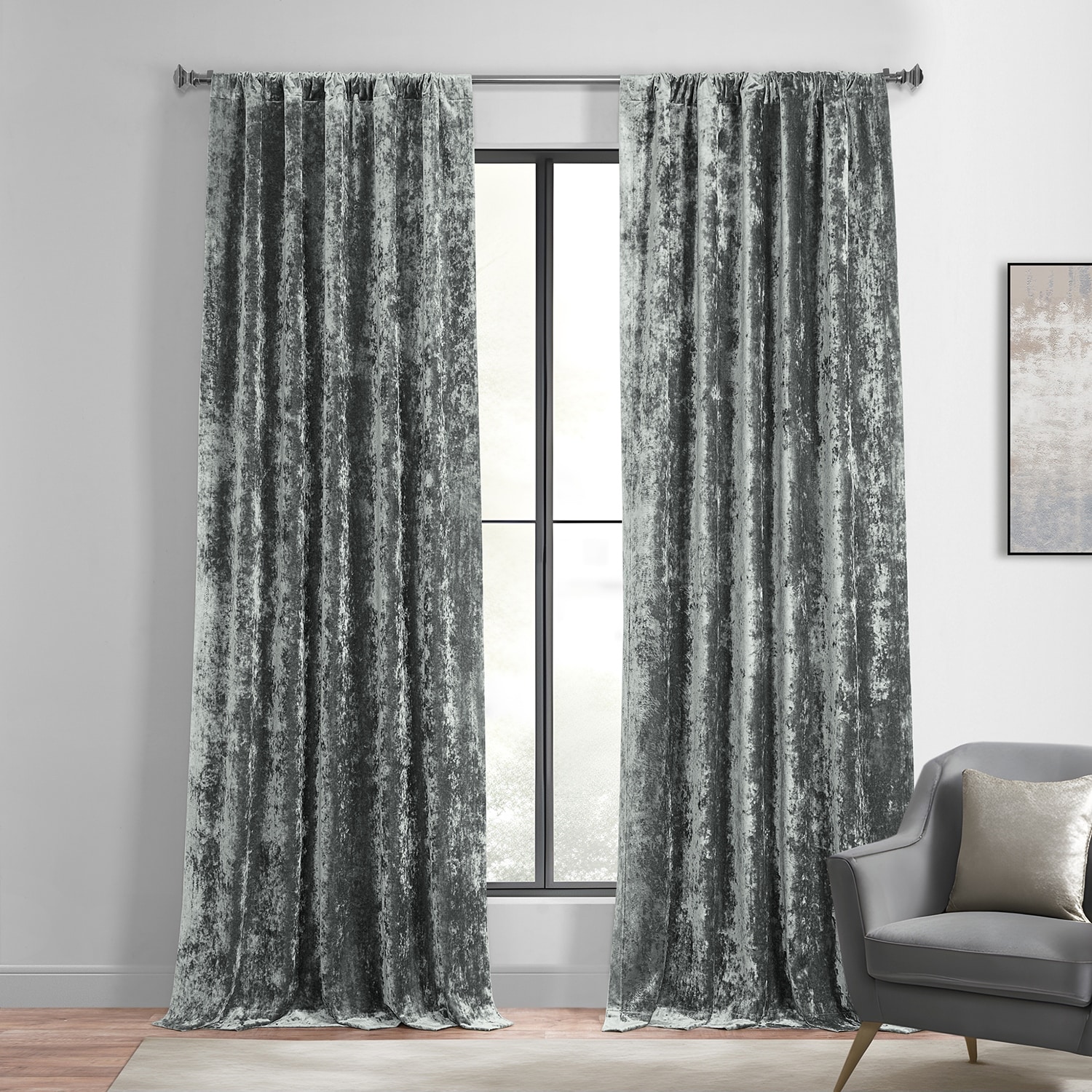 Exclusive Fabrics Lush Crush Velvet Curtains - Room Darkening Curtain for Bedroom & Living Room (1 Panel)