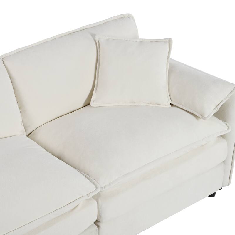 Modern Modular 3 Seat Sofa with Deep Dual Layer Cushions and Storage Pockets for Living Room and Guest Room