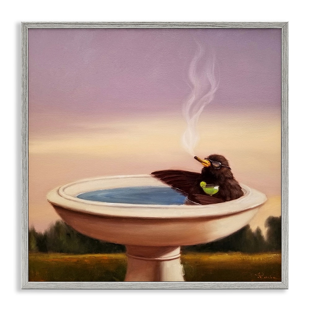 Stupell Birdbath Best Life Animal Alcohol Humor Bird Margarita Framed Wall Art