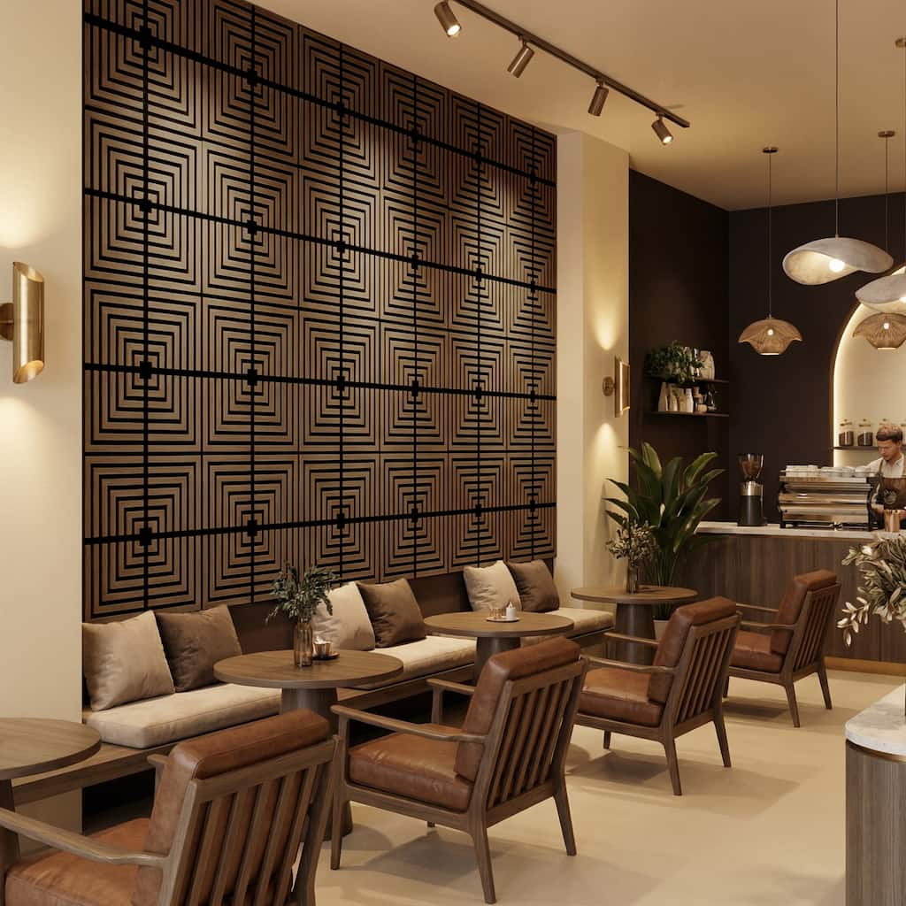 23.6" x 23.6" Wood Geometric Acoustic Wall Panels for Ceiling and Wall Decor, 4-Pack (15 sq ft)