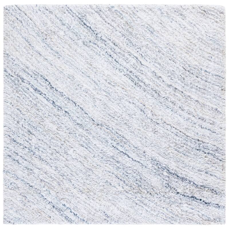 SAFAVIEH Handmade Glory Shag Stergiani Rug - 6' Square - Ivory/Light Blue