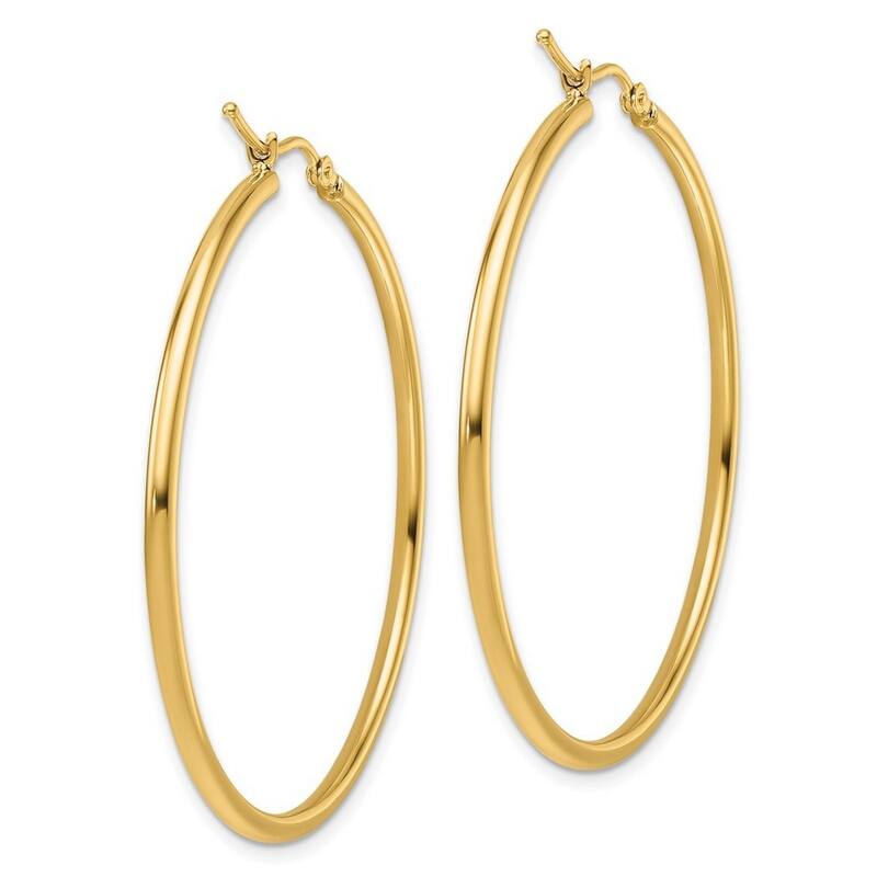 Curata 14k Yellow Gold 45x2mm Polished Hinged Hoop Earrings