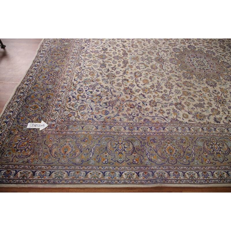 Traditional Kashan Persian Vintage Rug Bedroom Handmade Wool Carpet - 9'9" x 13'5"