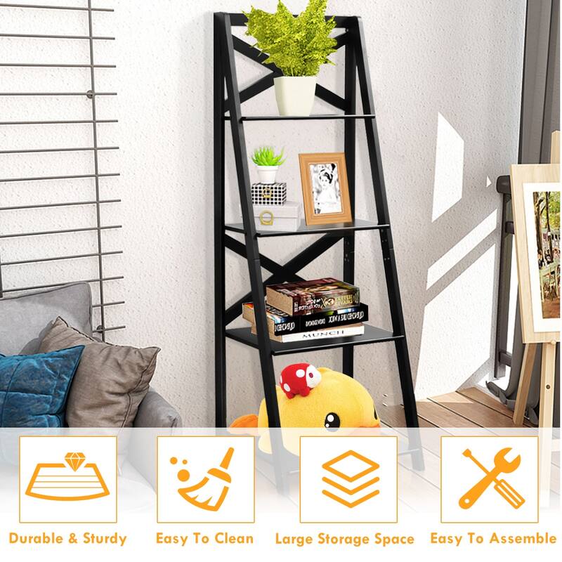 Porch & Den Strickland 4-Tier X-accent Ladder Storage Shelf