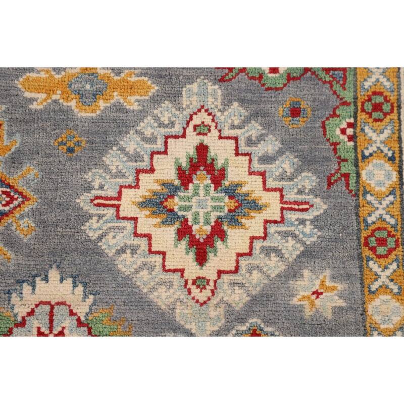 Traditional Grey Kazak Area Rug Handmade Wool Carpet - 5'1" x 6'11"