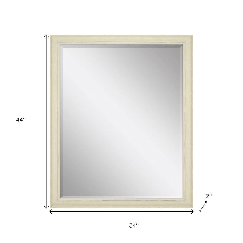 HomeRoots 44" White Solid Wood Framed Accent Mirror - 34.00 in. x 44.00 in. x 2.00 in.