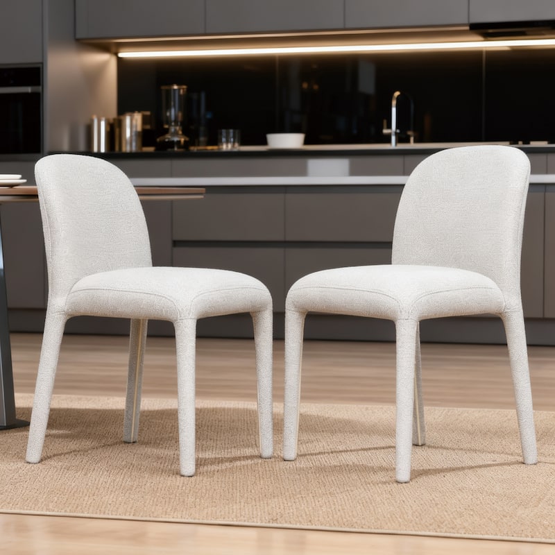 Modern 18" W Upholstered Dining Chair Fully Assembly Design Iron Legs - Set of 2 - Cream