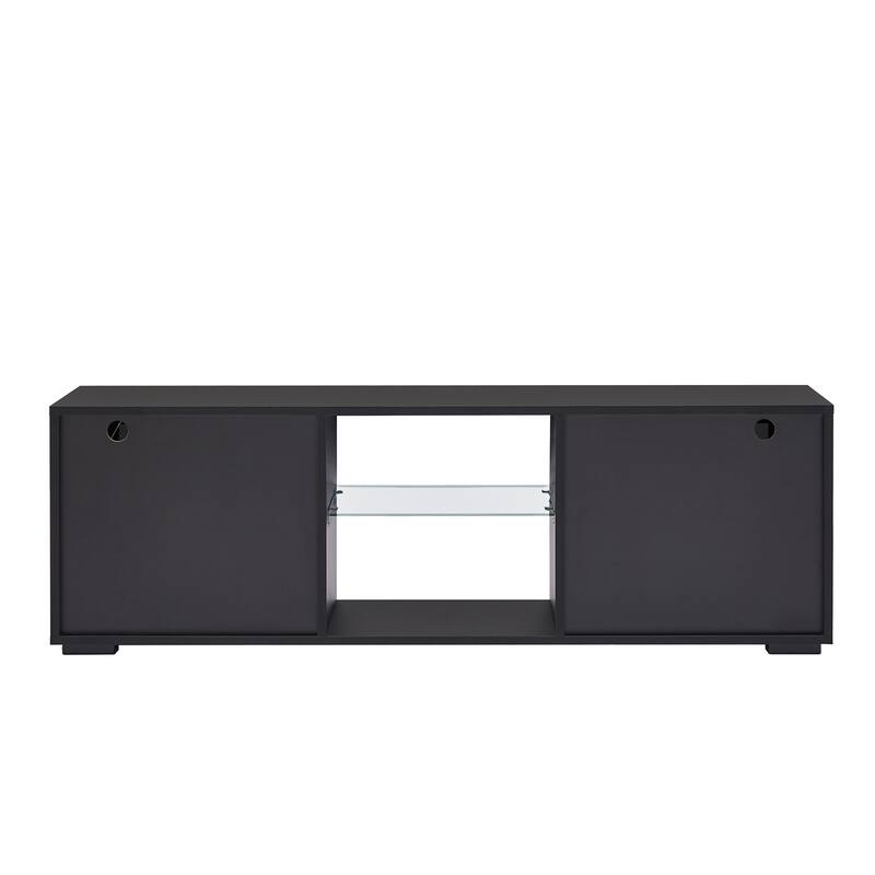 TV Stand Entertainment Center With LED Lights/High Glossy Front TV Cabinet, Media Console Table, For 60-69 Inches Television