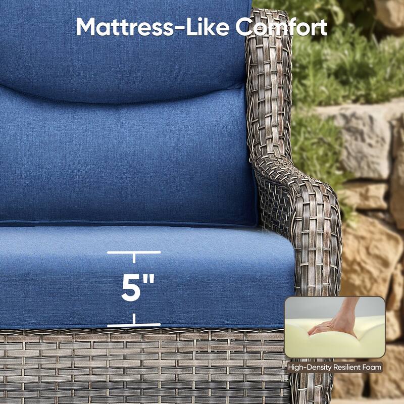 Pocassy Outdoor Fire Pit Sofa Swivel Chairs Ottoman Conversation Set