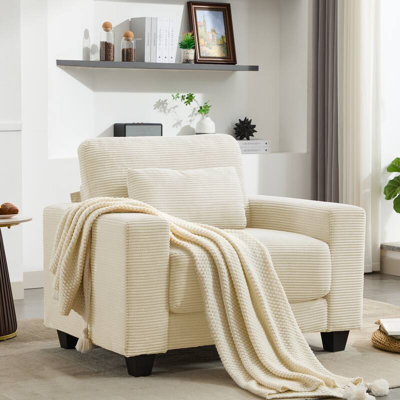 Corduroy Widened Single Sofa Chair, A Extra Lumbar Pillow