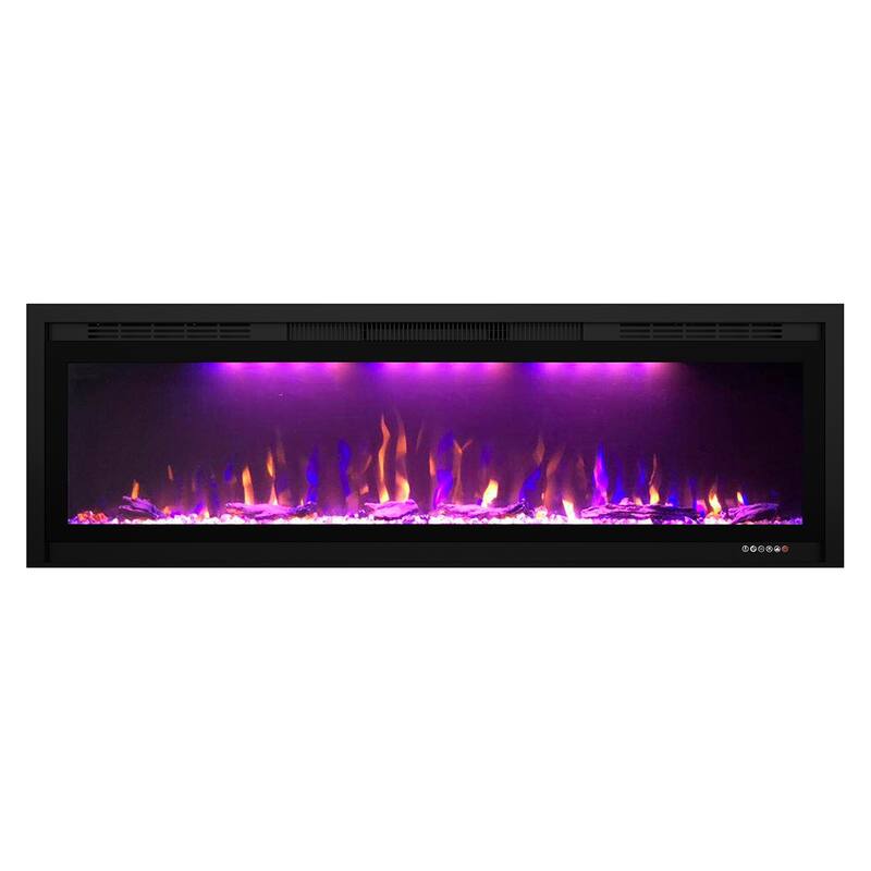 Electric Fireplace Heater with Remote Control and Realistic Flame Effects - 52.26"W X 5.85"D X 17.72"H