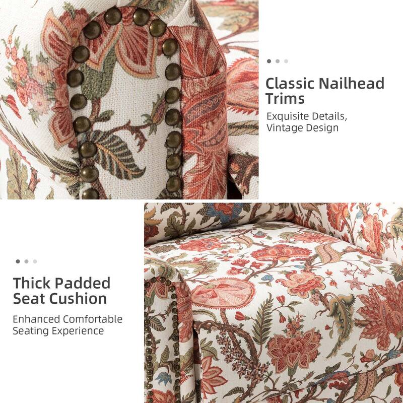 Leopold Transitional Floral Print Manual Swivel Rocking Recliner with Nailhead Trims Set of 2 by HULALA HOME