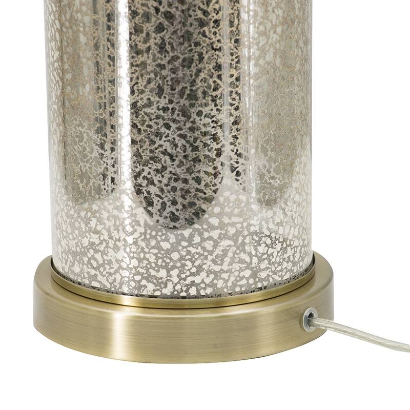 16x16x35" Gold Mirrored Glass Table Lamp with White Fabric Shade