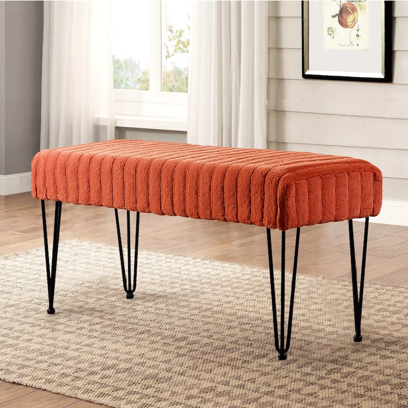 Serenta SuperMink Fauxfur Ottoman Bench - 46" x 16" x 22" - Umber