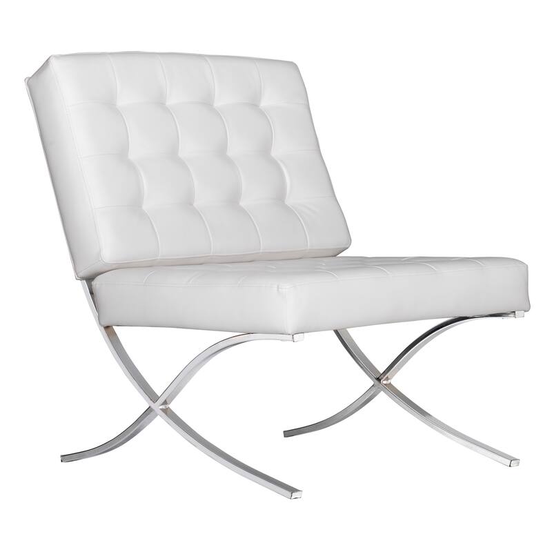 Attriom Bonded Leather and Metal Armless Mid Century Accent Chair - 30.25 x 26 x 34.75"