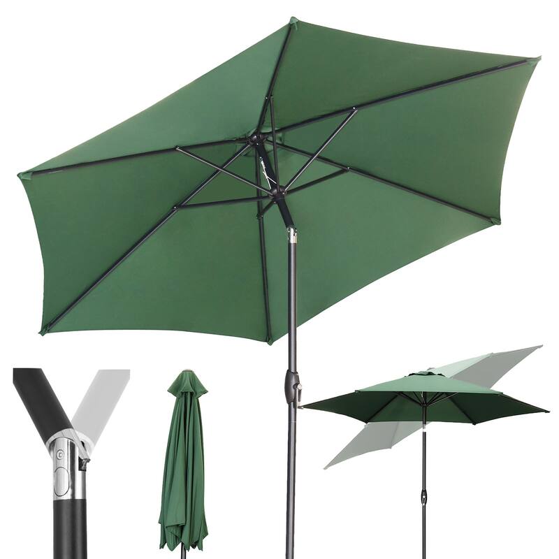 Autlaycil 9ft Patio umbrella Outdoor umbrella With Push-Button Tilt & Crank for Pool, Garden