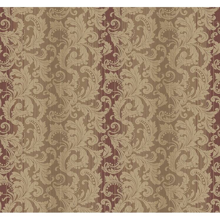 Seabrook Designs Bronte Acanthus Unpasted Wallpaper - 27 in. W x 27 ft. L - Metallic Mahogany & Wine