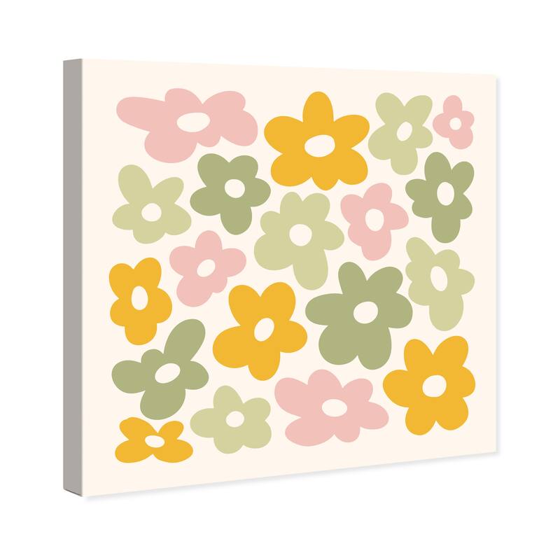 Wynwood Studio Canvas Floral and Botanical Little Flowers Together Green Modern & Contemporary Wall Art Canvas Print