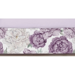 Sweet Jojo Designs Lavender Purple Boho Shabby Chic Floral Girl Crib Bed Skirt Violet Ivory Bohemian Vintage Watercolor Flower