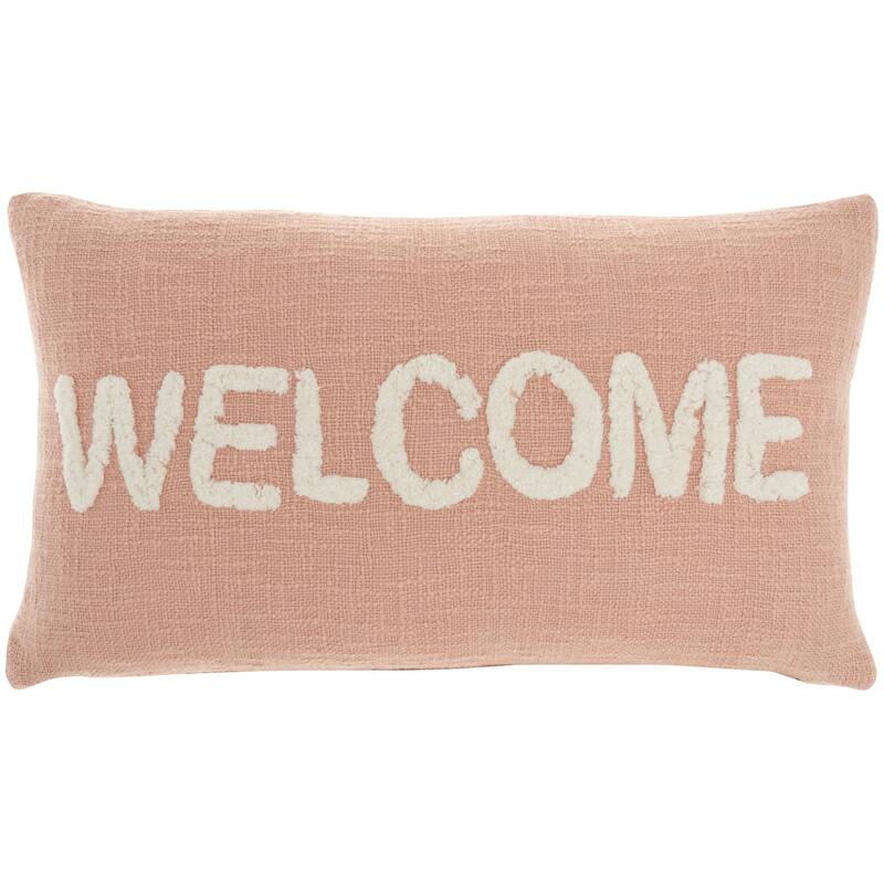 Mina Victory Life Styles Textured Words Welcome Throw Pillow 12"X21"